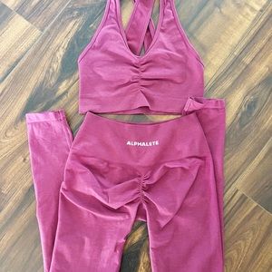Pink Size Medium Alphalete Leggings and Spots Bra